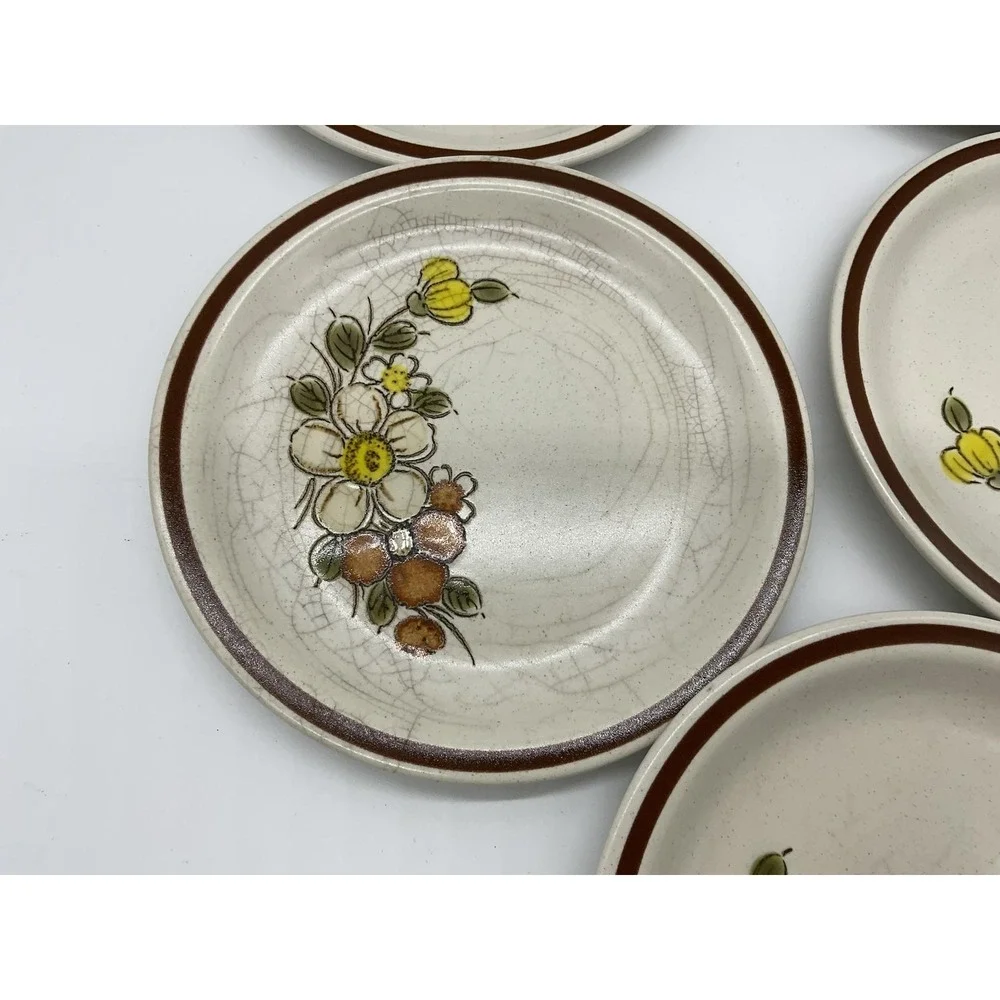 Vintage Woodhaven Collection Sunnybrook Bread Plates Set Of 5 Floral Stoneware